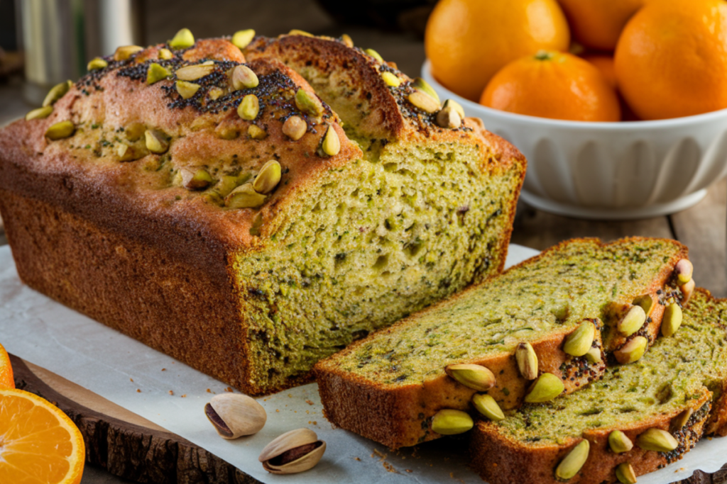 Pistachio Poppy Seed Orange Yogurt Bread