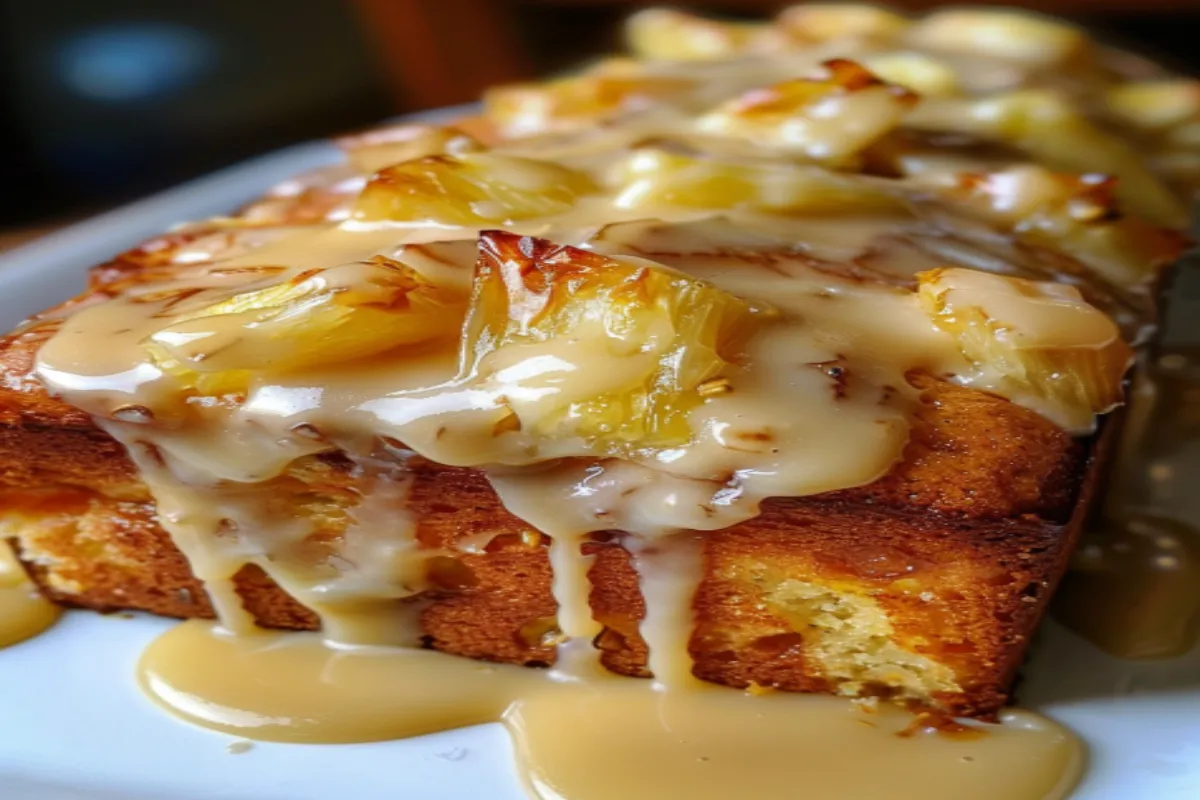 Pineapple Sour Cream Loaf Cake with Pineapple Glaze